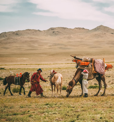 Mongolian nomadic family