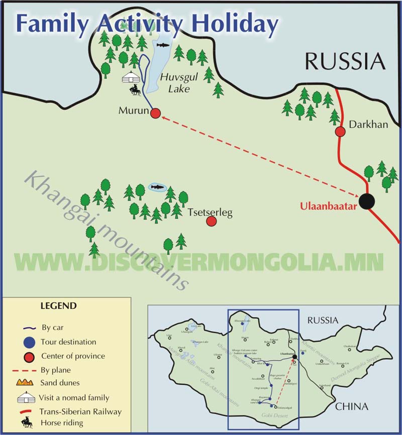 Family Activity Holiday in Khuvsgul Lake National Park Tour (10 days)