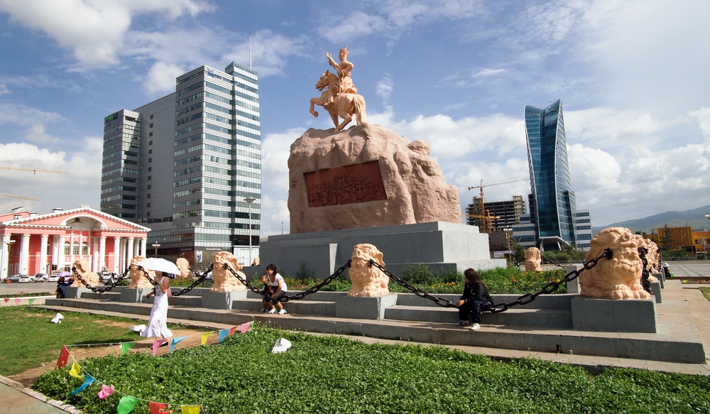 Mongolia, Ulan Bator, Sukhbaatar square, Louis Vuitton shop